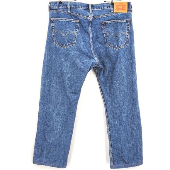 Levis 505 Jeans Mens 42x30 Medium Blue Wash Straight Leg Denim Normcore Everyday - Picture 2 of 8